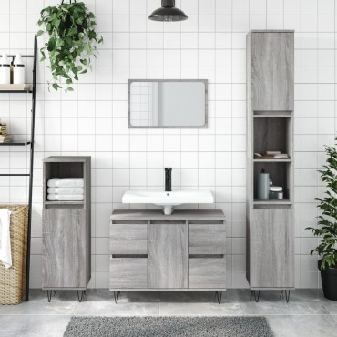 vidaXL Ντουλάπι Μπάνιου Γκρι Sonoma 80x33x60cm από Επεξεργ. Ξύλο