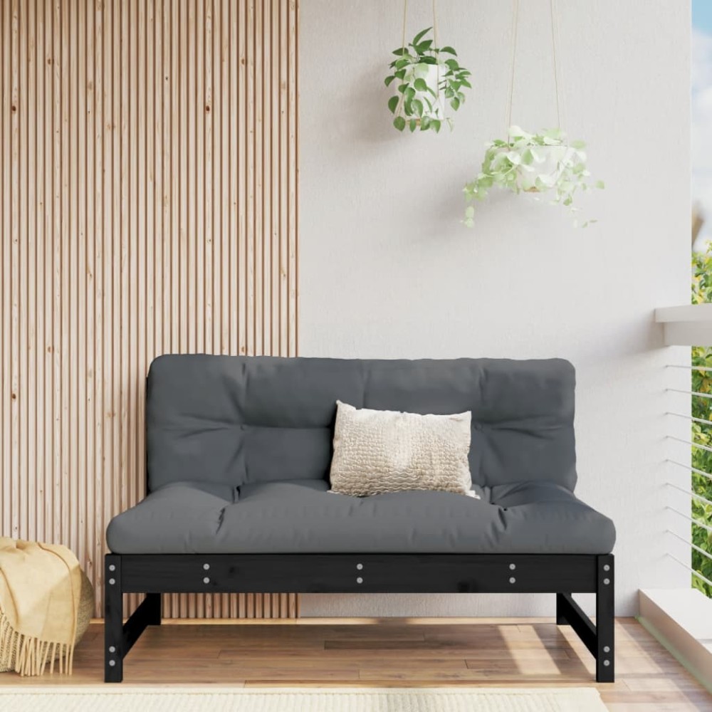 vidaXL Καναπές Μεσαίος Μαύρος 120x80cm από Μασίφ Ξύλο Πεύκου