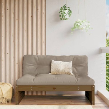 vidaXL Καναπές Μεσαίος Μελί 120x80cm από Μασίφ Ξύλο Πεύκου