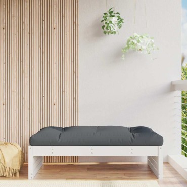 vidaXL Υποπόδιο Κήπου Λευκό 120x80cm από Μασίφ Ξύλο Πεύκου 1 τεμ. Γωνιακός