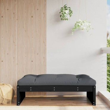 vidaXL Υποπόδιο Κήπου Μαύρο 120x80cm από Μασίφ Ξύλο Πεύκου 1 τεμ. Γωνιακός