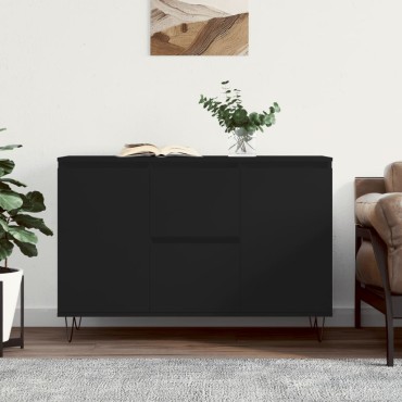 vidaXL Μπουφές Μαύρος 104x35x70cm από Επεξεργασμένο Ξύλο 1 τεμ.