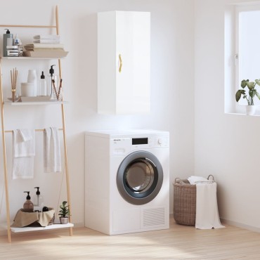 vidaXL Ντουλάπι Τοίχου Γυαλιστερό Λευκό 34,5x34x90cm 1 τεμ.