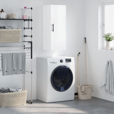 vidaXL Ντουλάπι Τοίχου Γυαλιστερό Λευκό 34,5x34x90cm 1 τεμ.