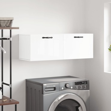 vidaXL Ντουλάπι Τοίχου Γυαλ. Λευκό 100x36,5x35cm Επεξεργ. Ξύλο 1 τεμ.