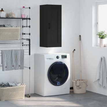 vidaXL Ντουλάπι Τοίχου Μαύρο 34,5x34x90cm από Επεξεργασμένο Ξύλο 1 τεμ.