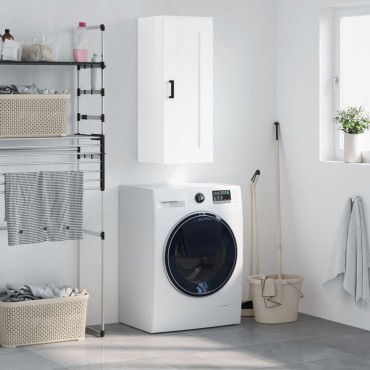 vidaXL Ντουλάπι Τοίχου Γυαλιστερό Λευκό 34,5x34x90cm Επεξ. Ξύλο 1 τεμ.