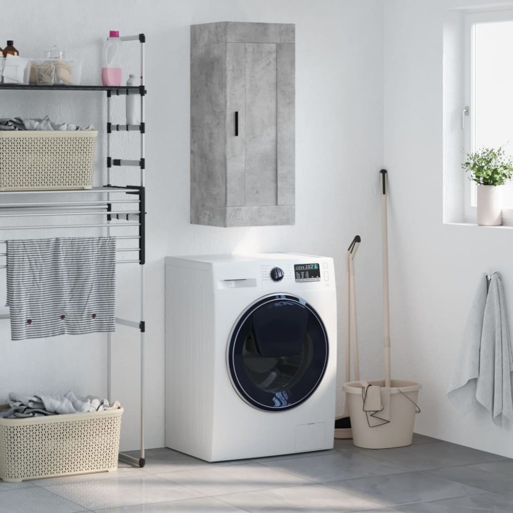 vidaXL Ντουλάπι Τοίχου Γκρι Σκυροδέματος 34,5x34x90cm Επεξεργ. Ξύλο 1 τεμ.