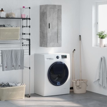 vidaXL Ντουλάπι Τοίχου Γκρι Σκυροδέματος 34,5x34x90cm Επεξεργ. Ξύλο 1 τεμ.