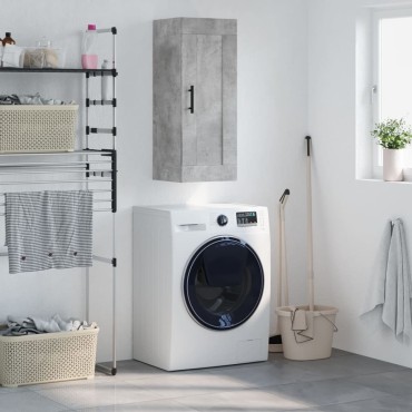 vidaXL Ντουλάπι Τοίχου Γκρι Σκυροδέματος 34,5x34x90cm Επεξεργ. Ξύλο 1 τεμ.