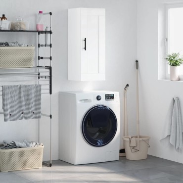 vidaXL Ντουλάπι Τοίχου Γυαλιστερό Λευκό 34,5x34x90cm Επεξ. Ξύλο 1 τεμ.