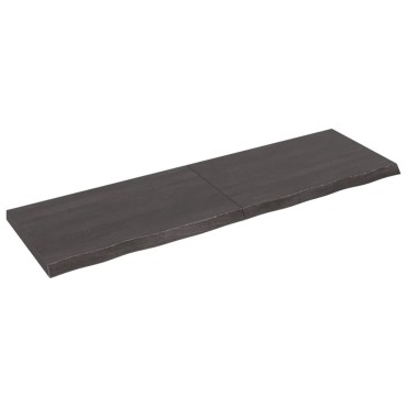 vidaXL Ράφι Τοίχου Σκούρο Καφέ 200x60x(2-6)cm Επεξ. Μασίφ Ξύλο Δρυός 1 τεμ.
