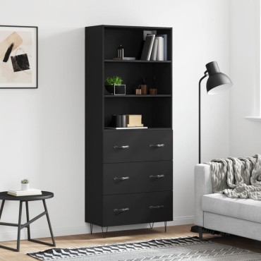vidaXL Ντουλάπι Μαύρο 69,5x34x180cm από Επεξεργασμένο Ξύλο 1 τεμ.