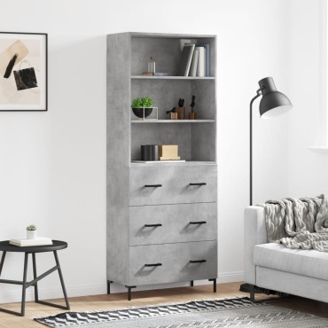 vidaXL Ντουλάπι Γκρι Σκυροδέματος 69,5x34x180cm Επεξεργασμένο Ξύλο 1 τεμ.