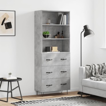 vidaXL Ντουλάπι Γκρι Σκυροδέματος 69,5x34x180cm Επεξεργασμένο Ξύλο 1 τεμ.