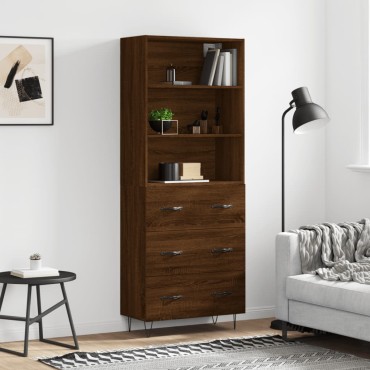 vidaXL Ντουλάπι Καφέ Δρυς 69,5x34x180cm από Επεξεργασμένο Ξύλο 1 τεμ.
