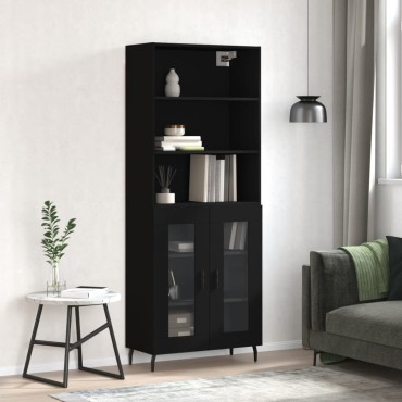 vidaXL Ντουλάπι Μαύρο 69,5x34x180cm από Επεξεργασμένο Ξύλο 1 τεμ.