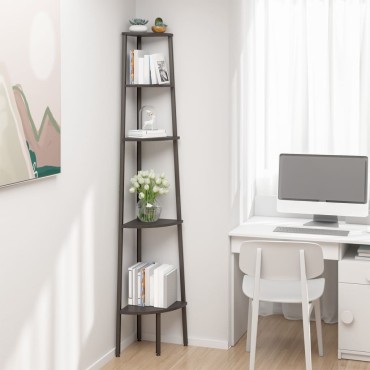 vidaXL Ραφιέρα Γωνιακή 5 Επίπεδων Μαύρη 45,5x31,5x180cm 1 τεμ.
