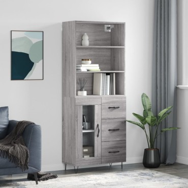 vidaXL Ντουλάπι Γκρι Sonoma 69,5x34x180cm Επεξεργασμένο Ξύλο 1 τεμ.