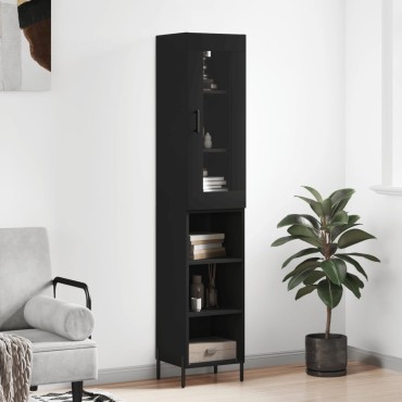 vidaXL Ντουλάπι Μαύρο 34,5x34x180cm από Επεξεργασμένο Ξύλο 1 τεμ.