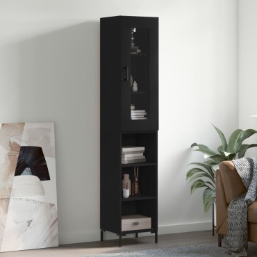vidaXL Ντουλάπι Μαύρο 34,5x34x180cm από Επεξεργασμένο Ξύλο 1 τεμ.
