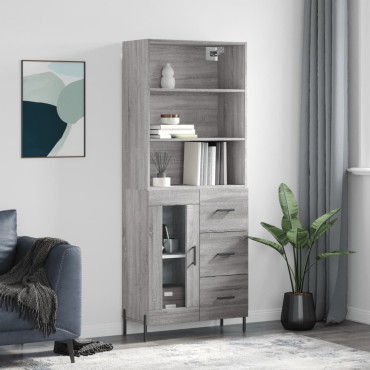 vidaXL Ντουλάπι Γκρι Sonoma 69,5x34x180cm Επεξεργασμένο Ξύλο 1 τεμ.