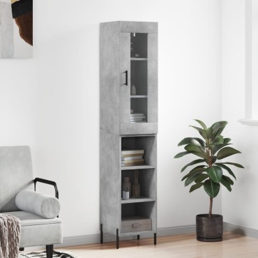 vidaXL Ντουλάπι Γκρι Σκυροδέματος 34,5x34x180cm Επεξεργασμένο Ξύλο 1 τεμ.