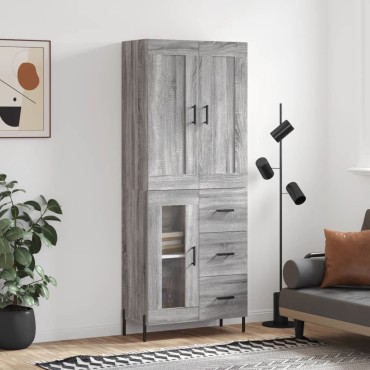 vidaXL Ντουλάπι Γκρι Sonoma 69,5x34x180cm Επεξεργασμένο Ξύλο 1 τεμ.