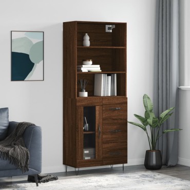 vidaXL Ντουλάπι Καφέ Δρυς 69,5x34x180cm από Επεξεργασμένο Ξύλο 1 τεμ.