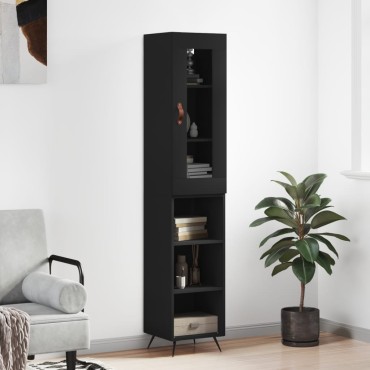 vidaXL Ντουλάπι Μαύρο 34,5x34x180cm από Επεξεργασμένο Ξύλο 1 τεμ.