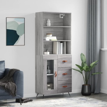 vidaXL Ντουλάπι Γκρι Sonoma 69,5x34x180cm Επεξεργασμένο Ξύλο 1 τεμ.