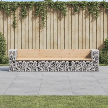 vidaXL Παγκάκι Κήπου Συρματοκιβώτιο 287x71x65,5cm Μασίφ Ξύλο Πεύκου 1 τεμ.