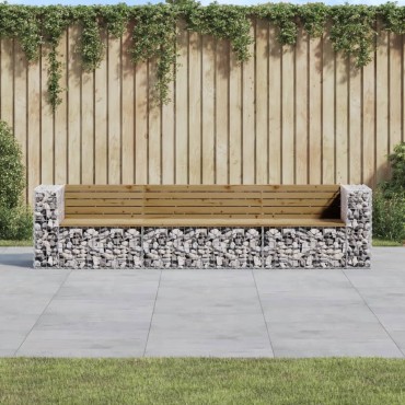 vidaXL Παγκάκι Κήπου Συρματοκιβώτιο 287x71x65,5cm Εμποτ. Ξύλο Πεύκου 1 τεμ.