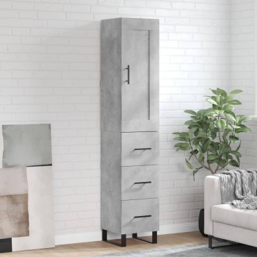 vidaXL Ντουλάπι Γκρι Σκυροδέματος 34,5x34x180cm Επεξεργασμένο Ξύλο 1 τεμ.