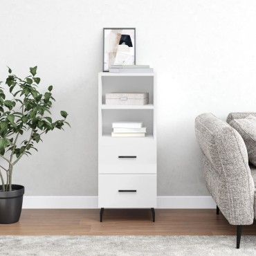 vidaXL Ντουλάπι Γυαλιστερό Λευκό 34,5x34x90cm Επεξεργασμένο Ξύλο 1 τεμ.