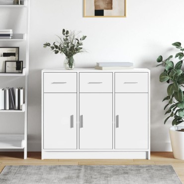 vidaXL Μπουφές Λευκός 91x28x75cm από Επεξεργασμένο Ξύλο 1 τεμ.