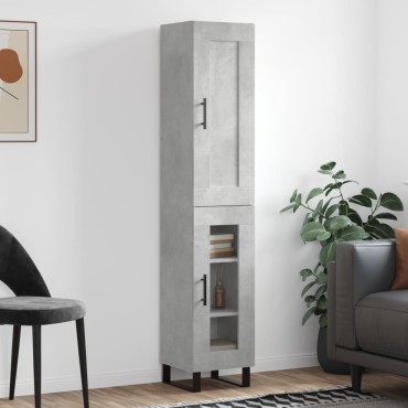 vidaXL Ντουλάπι Γκρι Σκυροδέματος 34,5x34x180cm Επεξεργασμένο Ξύλο 1 τεμ.