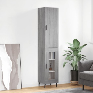 vidaXL Μπουφές Sonoma Γκρι 34,5x34x180cm από Επεξεργασμένο Ξύλο 1 τεμ.