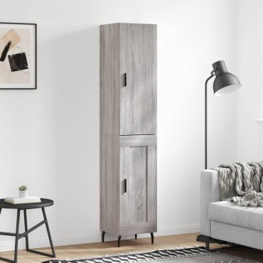 vidaXL Μπουφές Sonoma Γκρι 34,5x34x180cm από Επεξεργασμένο Ξύλο 1 τεμ.