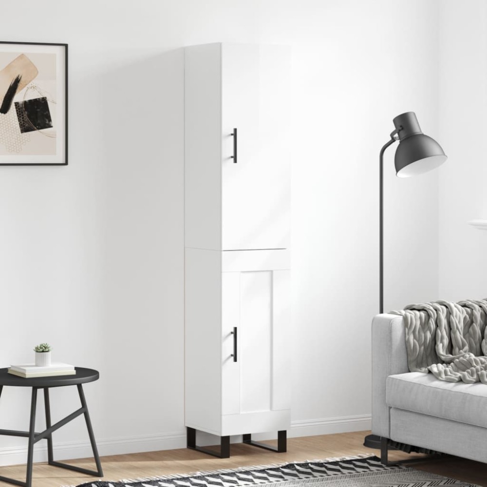 vidaXL Ντουλάπι Γυαλ. Λευκό 34,5x34x180cm από Επεξεργασμένο Ξύλο 1 τεμ.