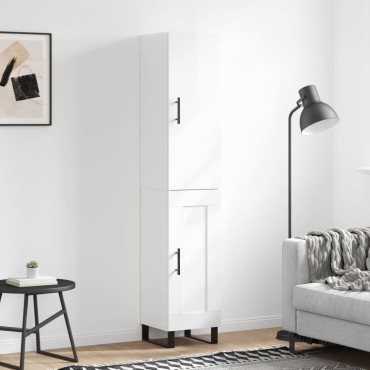 vidaXL Ντουλάπι Γυαλ. Λευκό 34,5x34x180cm από Επεξεργασμένο Ξύλο 1 τεμ.