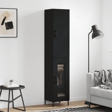 vidaXL Ντουλάπι Μαύρο 34,5x34x180cm από Επεξεργασμένο Ξύλο 1 τεμ.
