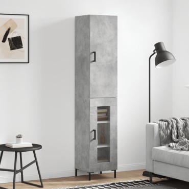 vidaXL Ντουλάπι Γκρι Σκυροδέματος 34,5x34x180cm Επεξεργασμένο Ξύλο 1 τεμ.