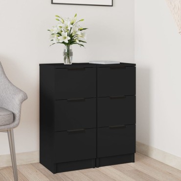 vidaXL Ντουλάπια 2 τεμ. Μαύρα 30x30x70cm από Επεξεργασμένο Ξύλο