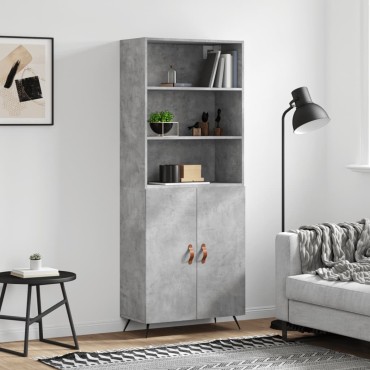 vidaXL Ντουλάπι Γκρι Σκυροδέματος 69,5x34x180cm Επεξεργασμένο Ξύλο 1 τεμ.