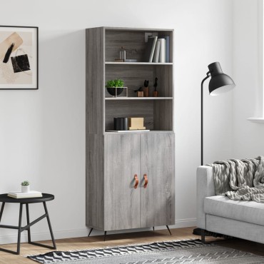 vidaXL Ντουλάπι Γκρι Sonoma 69,5x34x180cm Επεξεργασμένο Ξύλο 1 τεμ.