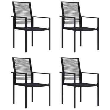 vidaXL Καρέκλες Kήπου 4 τεμ. Μαύρες από Ρατάν PVC 60x55x90cm