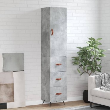 vidaXL Ντουλάπι Γκρι Σκυροδέματος 34,5x34x180cm Επεξεργασμένο Ξύλο 1 τεμ.