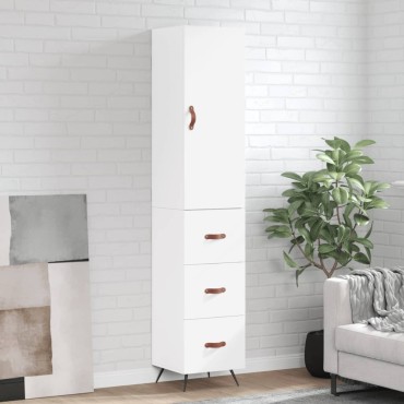 vidaXL Ντουλάπι Λευκό 34,5x34x180cm από Επεξεργασμένο Ξύλο 1 τεμ.