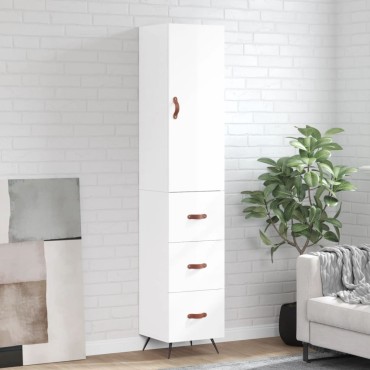vidaXL Ντουλάπι Γυαλ. Λευκό 34,5x34x180cm από Επεξεργασμένο Ξύλο 1 τεμ.